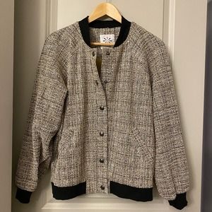 QVC NWT Isaac Mizrahi Live! Boucle Tweed Bomber Jacket Medium